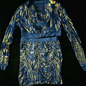 Blue and Gold Sequin Dress